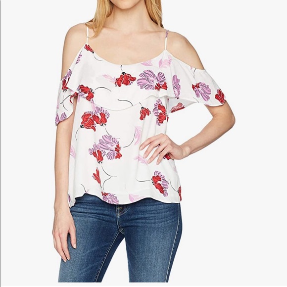 Bardot Tops - Bardot Floral Off Shoulder Cold Shoulder Floral Top Size 8 Medium